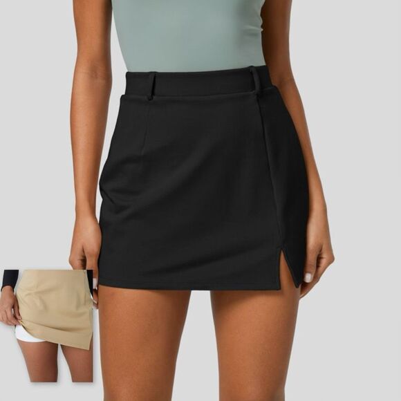 Halara Dresses & Skirts - Halara High Waisted 2-in-1 Split Mini Work Skirt in Black Size S NWT